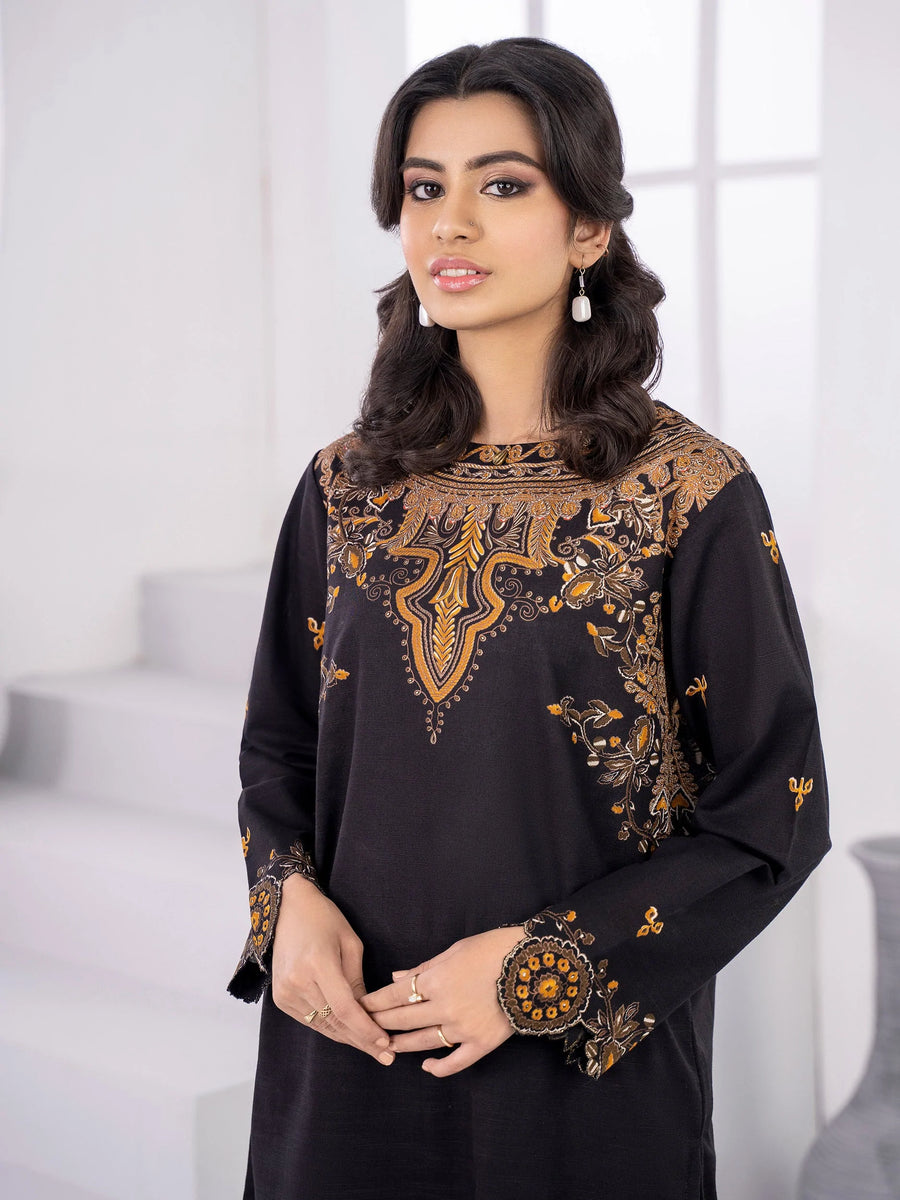 LimeLight Winter Unstitched Printed Khaddar 2Pc Suit U2087 Black