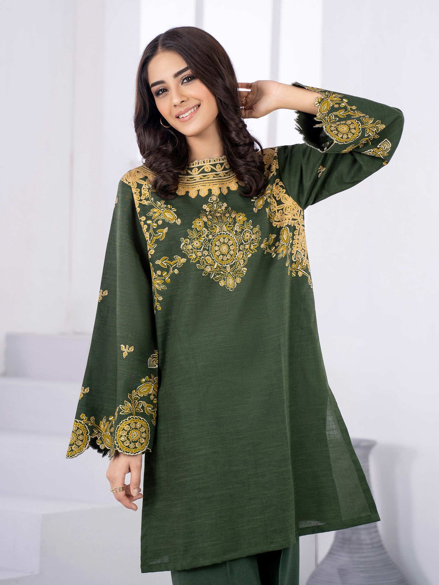 LimeLight Winter Unstitched Printed Khaddar 2Pc Suit U2087 Green