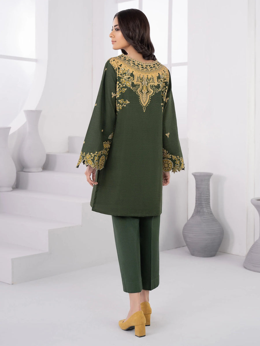 LimeLight Winter Unstitched Printed Khaddar 2Pc Suit U2087 Green