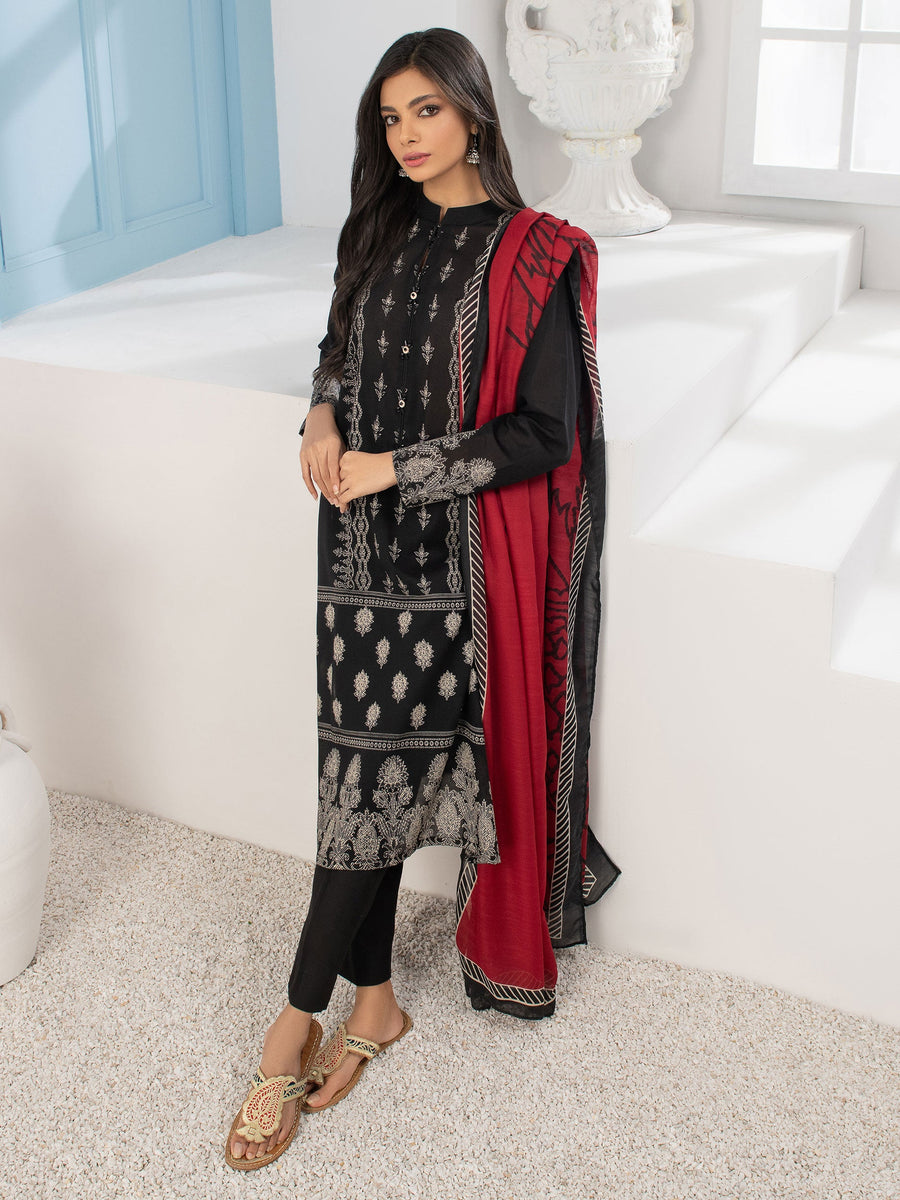 LimeLight Summer Unstitched Printed Lawn 2 Piece Suit U2098 Black