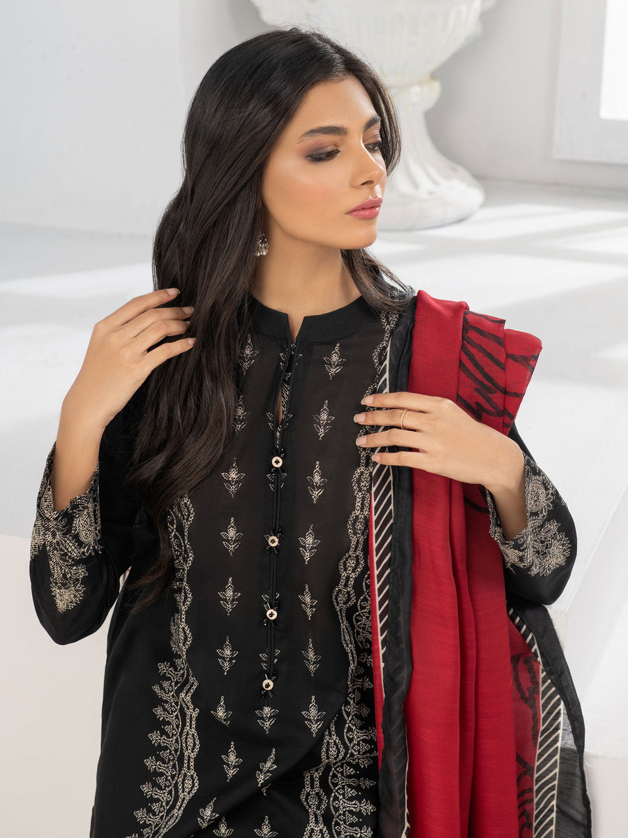 LimeLight Summer Unstitched Printed Lawn 2 Piece Suit U2098 Black