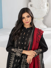 LimeLight Summer Unstitched Printed Lawn 2 Piece Suit U2098 Black