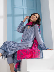 LimeLight Summer Unstitched Printed Lawn 2 Piece Suit U2098 Grey
