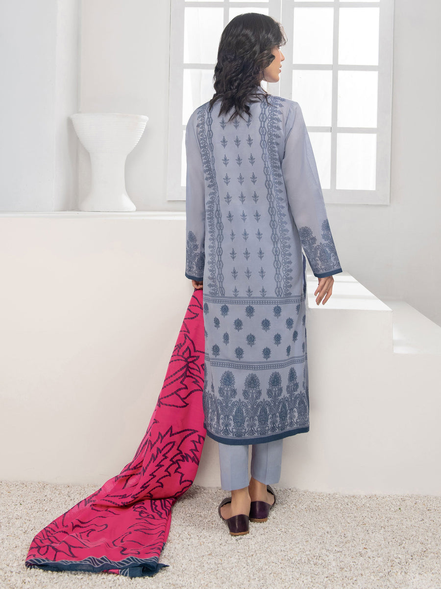 LimeLight Summer Unstitched Printed Lawn 2 Piece Suit U2098 Grey