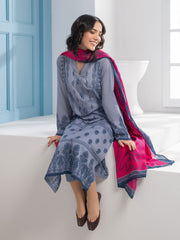 LimeLight Summer Unstitched Printed Lawn 2 Piece Suit U2098 Grey
