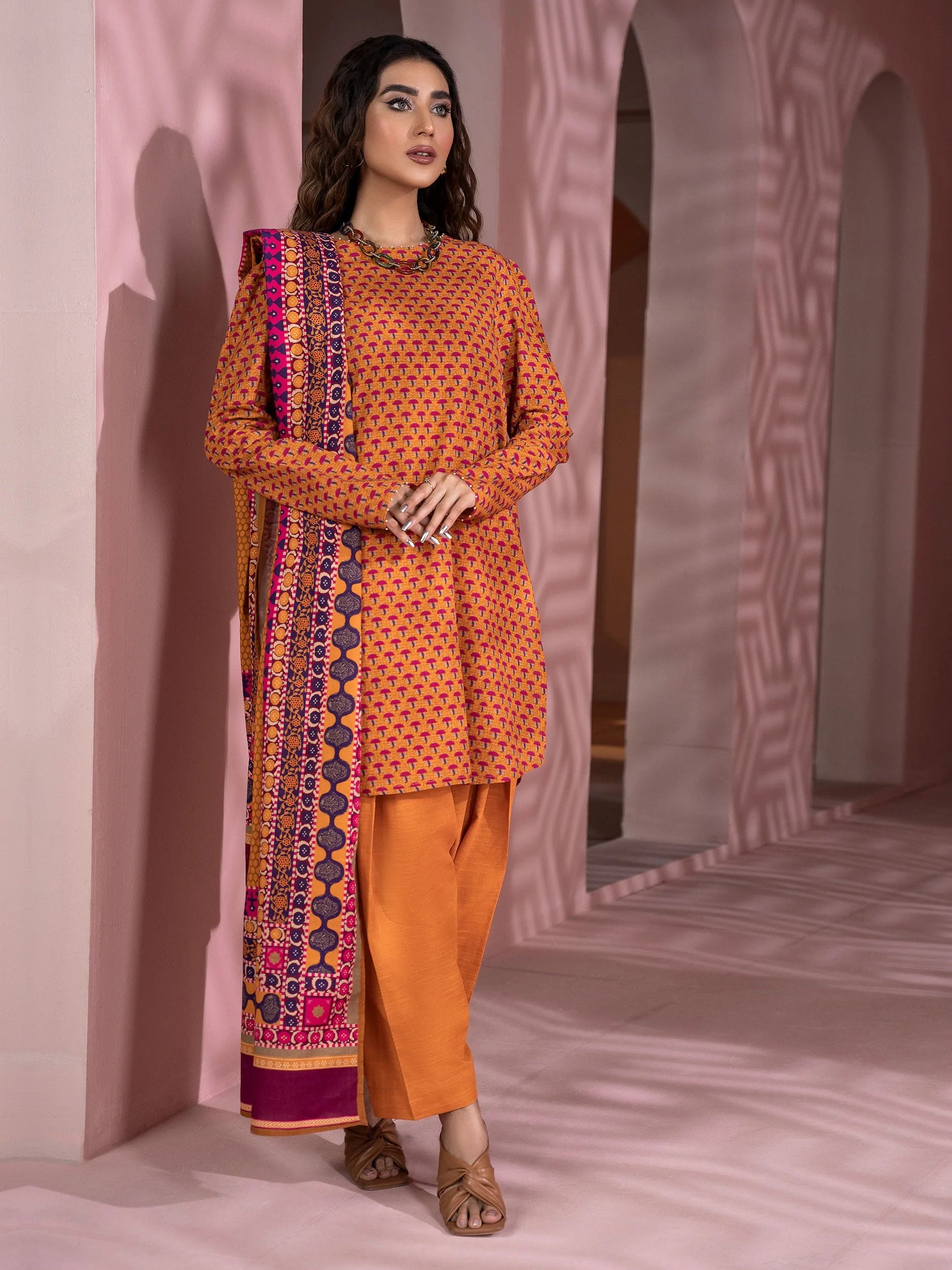 LimeLight Printed Cotton Unstitched Kurties LL19W U0942 Pink - Winter  Collection