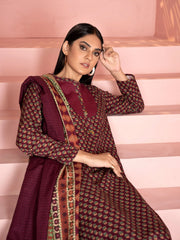 LimeLight Winter Unstitched Printed Khaddar 3Pc Suit U2107 Plum