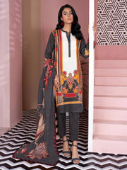 LimeLight Winter Unstitched Printed Khaddar 3Pc Suit U2108 Charcoal