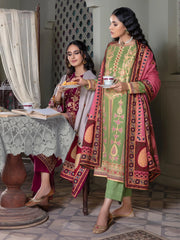 LimeLight Winter Unstitched Printed Khaddar 3Pc Suit U2111 Green