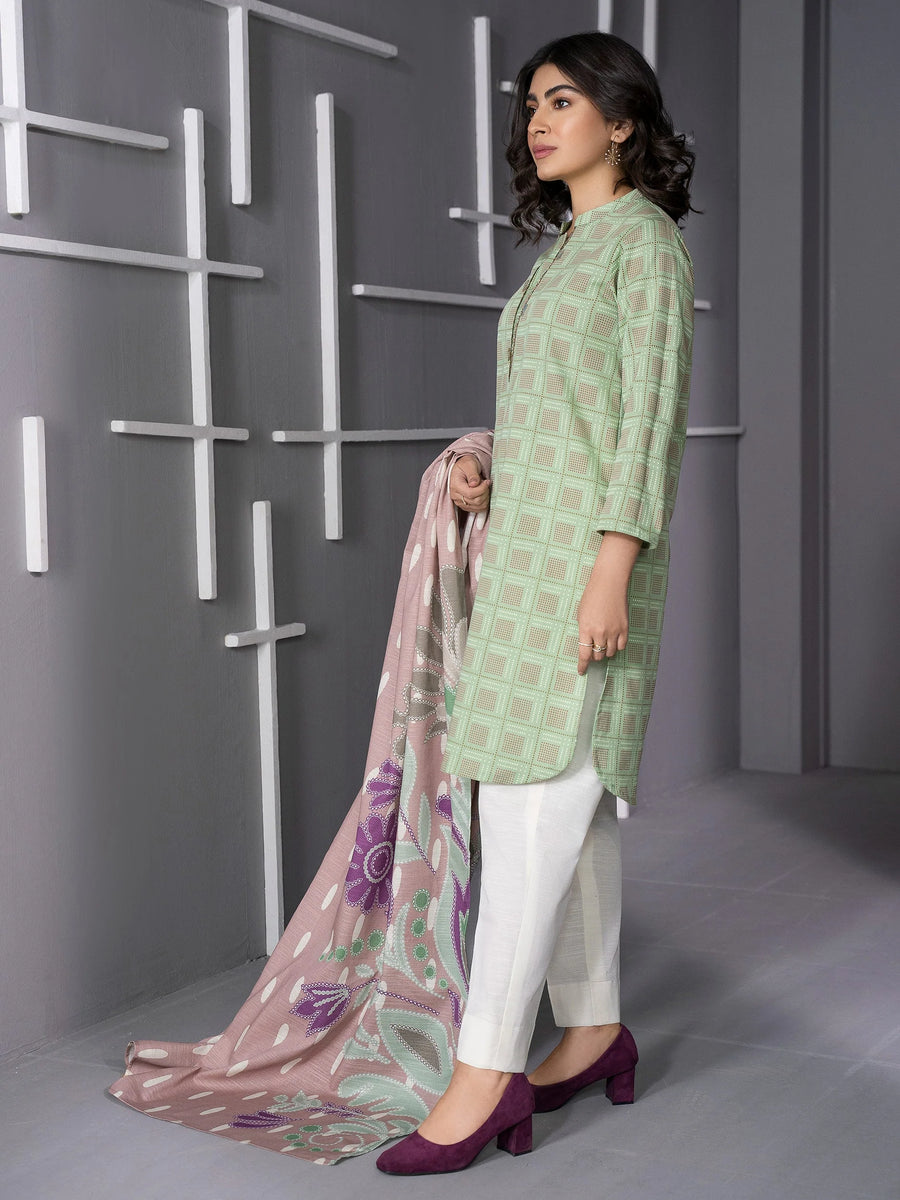 LimeLight Winter Unstitched Printed Khaddar 2Pc Suit U2113 Mint
