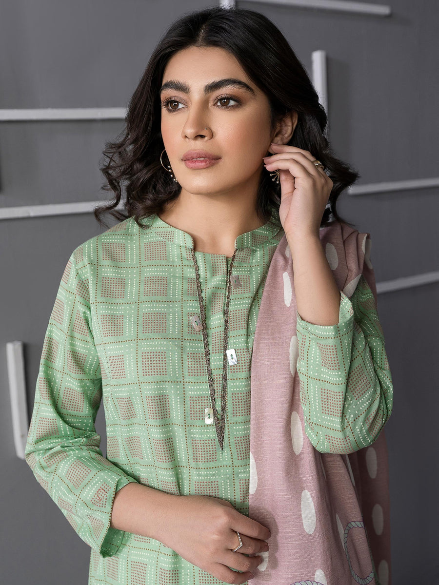 LimeLight Winter Unstitched Printed Khaddar 2Pc Suit U2113 Mint
