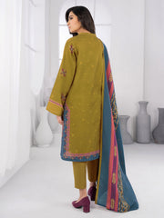 LimeLight Winter Unstitched Printed Khaddar 3Pc Suit U2115 Army Green