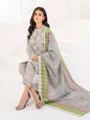 LimeLight Winter Unstitched Printed Khaddar 3Pc Suit U2119 Grey