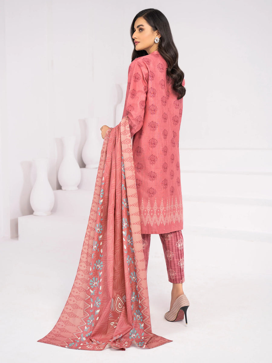 LimeLight Winter Unstitched Printed Khaddar 3Pc Suit U2119 Pink