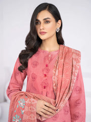 LimeLight Winter Unstitched Printed Khaddar 3Pc Suit U2119 Pink