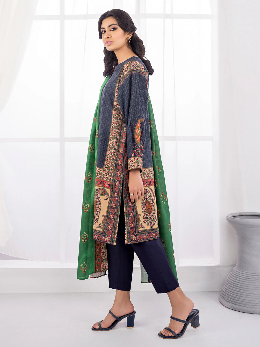 LimeLight Winter Unstitched Printed Khaddar 2Pc Suit U2130 Blue