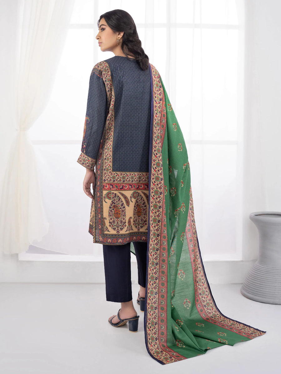 LimeLight Winter Unstitched Printed Khaddar 2Pc Suit U2130 Blue