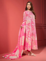 LimeLight Summer Unstitched Printed Lawn 3 Piece Suit U2200 Pink