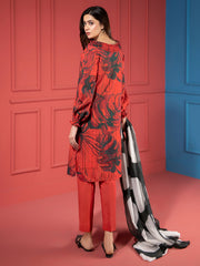 LimeLight Summer Unstitched Printed Lawn 3 Piece Suit U2200 Red