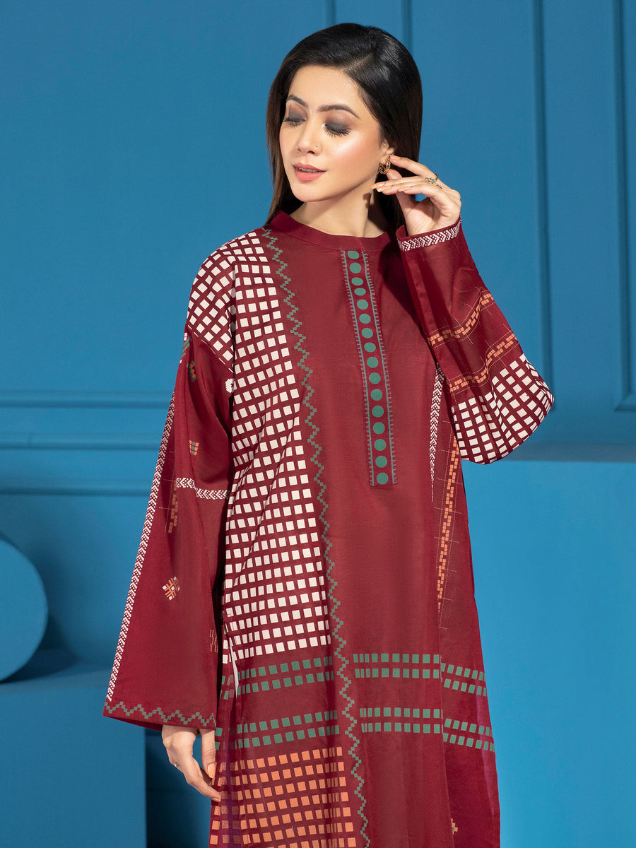 LimeLight Summer Unstitched Printed Lawn 1 Piece Shirt U2206 Maroon