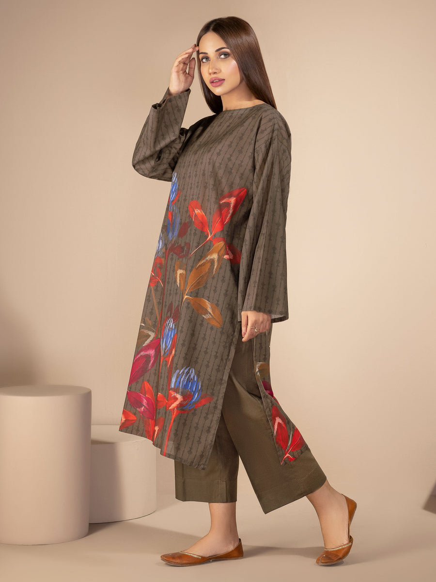 LimeLight Summer Unstitched Printed Lawn 1 Piece Shirt U2212 Brown