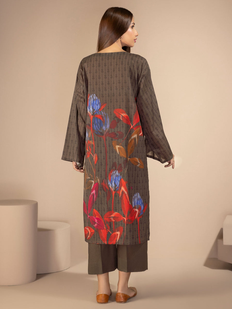 LimeLight Summer Unstitched Printed Lawn 1 Piece Shirt U2212 Brown