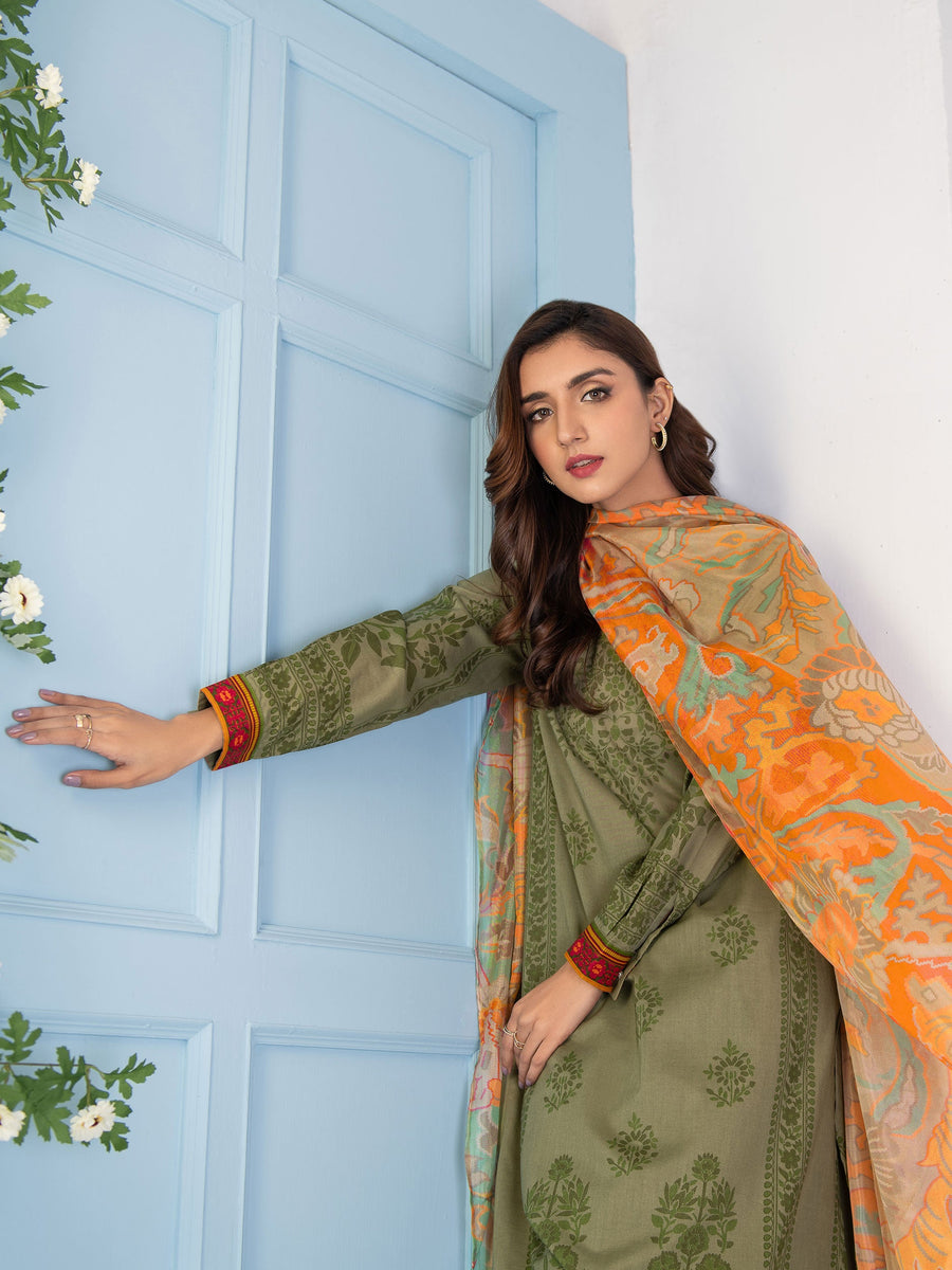 LimeLight Summer Unstitched Printed Lawn 3 Piece Suit U2337 Green