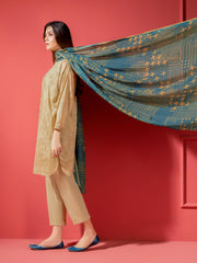 LimeLight Summer Unstitched Printed Lawn 2 Piece Suit U2345 Beige