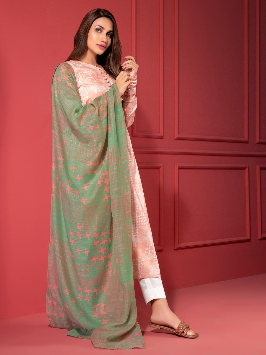 LimeLight Summer Unstitched Printed Lawn 2 Piece Suit U2345 Peach