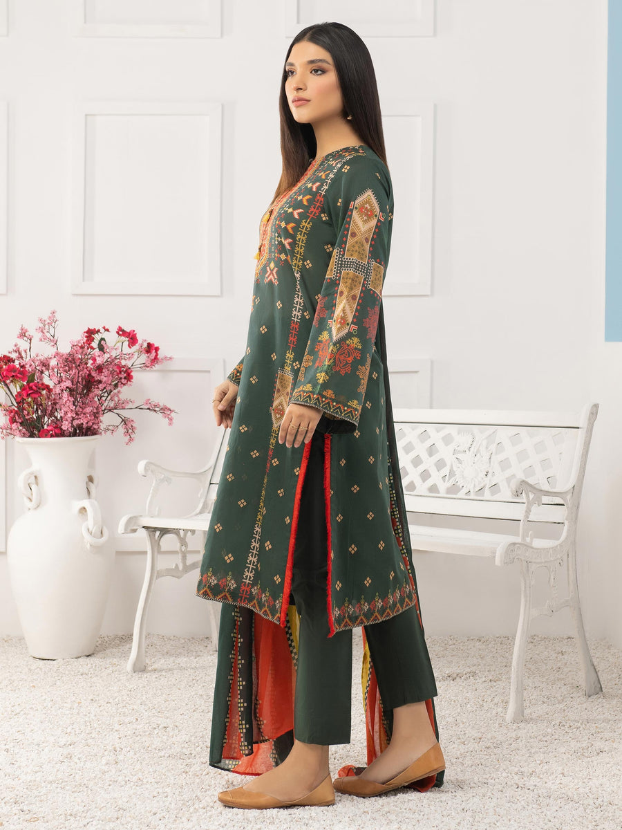LimeLight Summer Unstitched Printed Lawn 3 Piece Suit U2377 Green