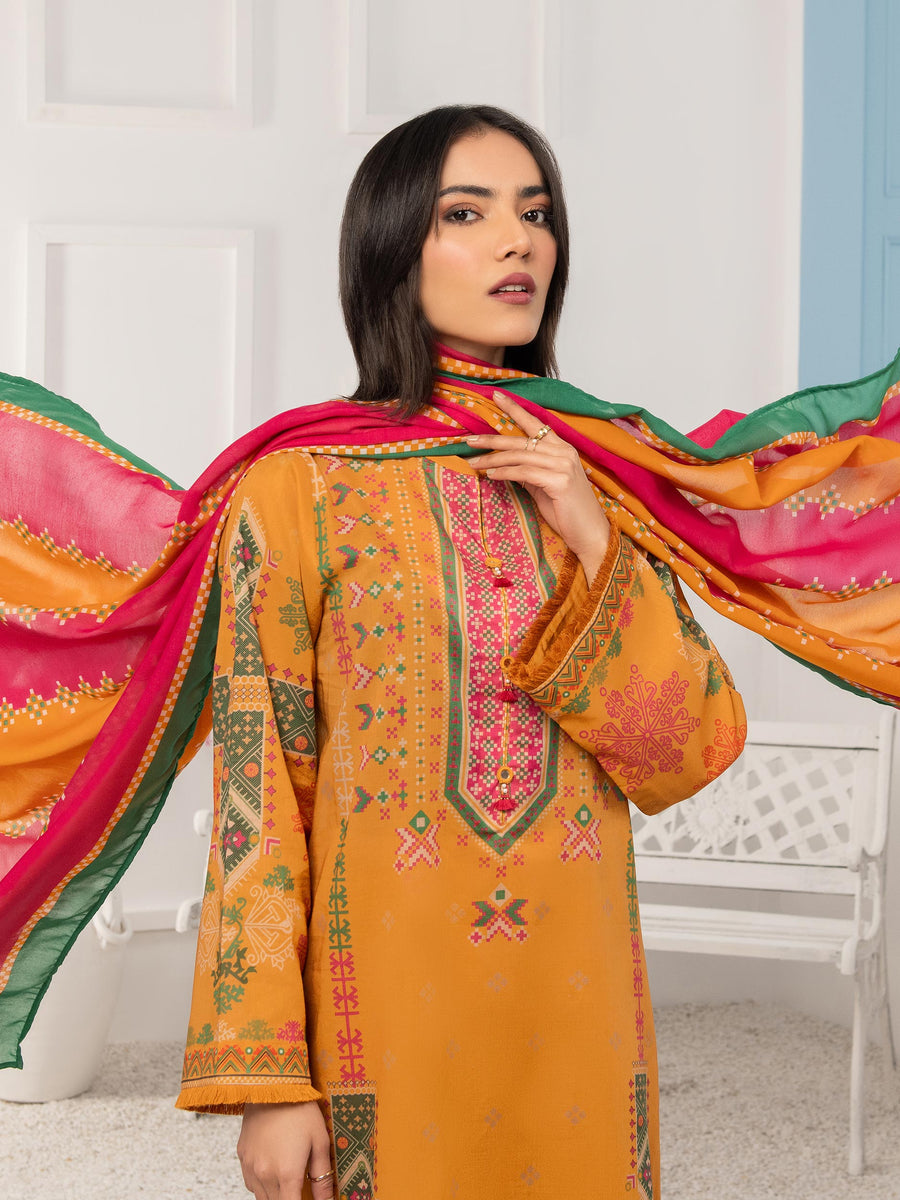 LimeLight Summer Unstitched Printed Lawn 3 Piece Suit U2377 Yellow