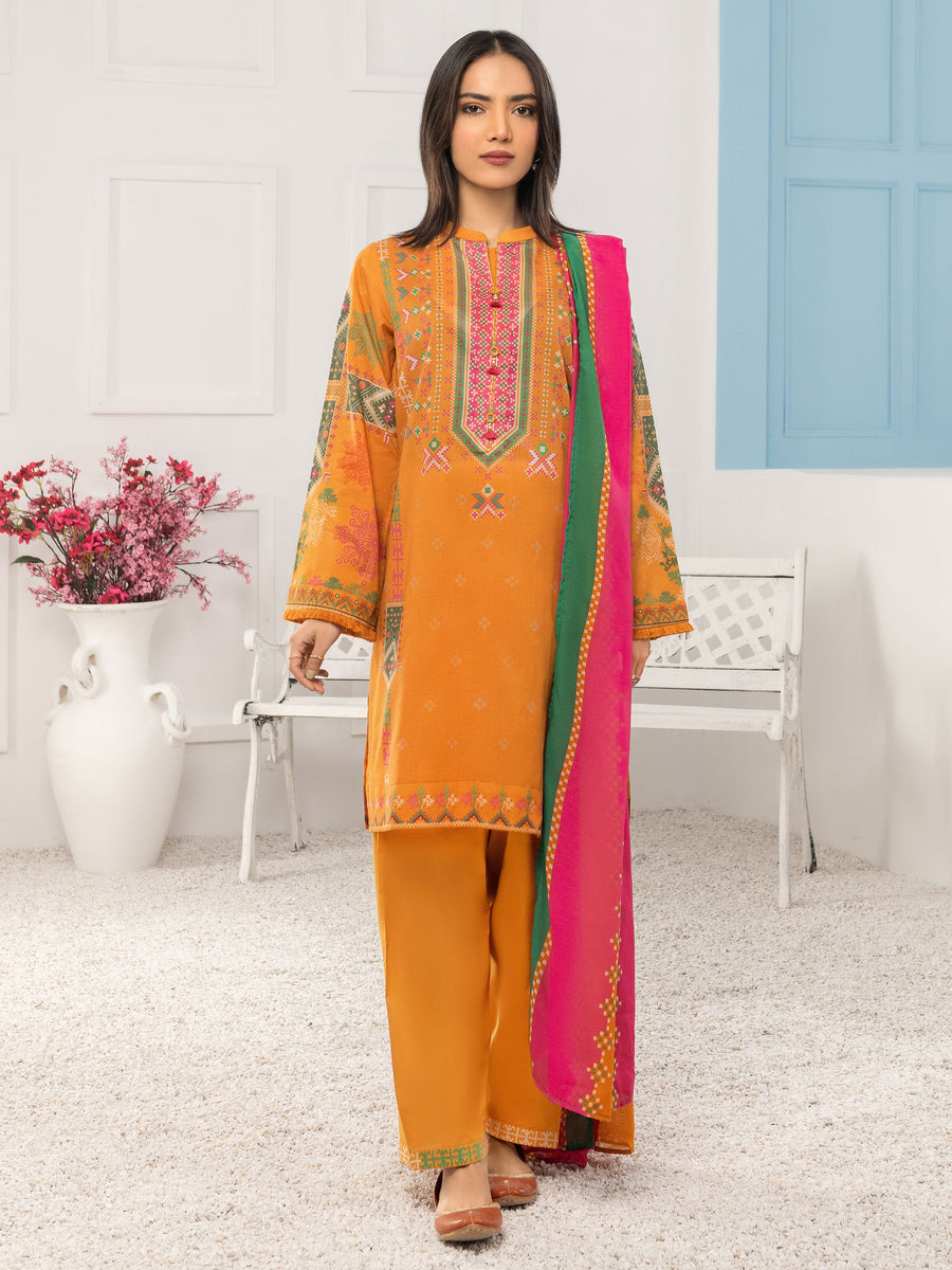 LimeLight Summer Unstitched Printed Lawn 3 Piece Suit U2377 Yellow