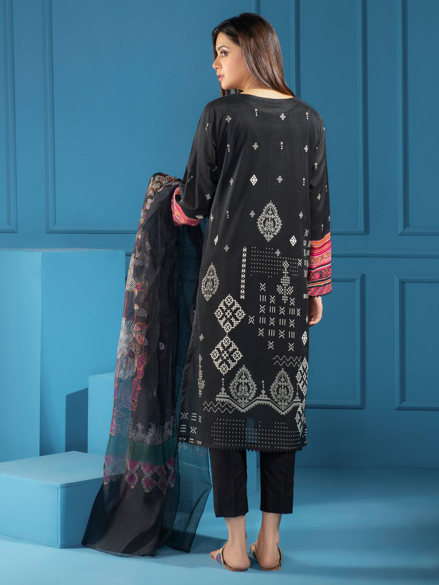 LimeLight Summer Unstitched Printed Lawn 2 Piece Suit U2378 Black