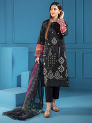 LimeLight Summer Unstitched Printed Lawn 2 Piece Suit U2378 Black