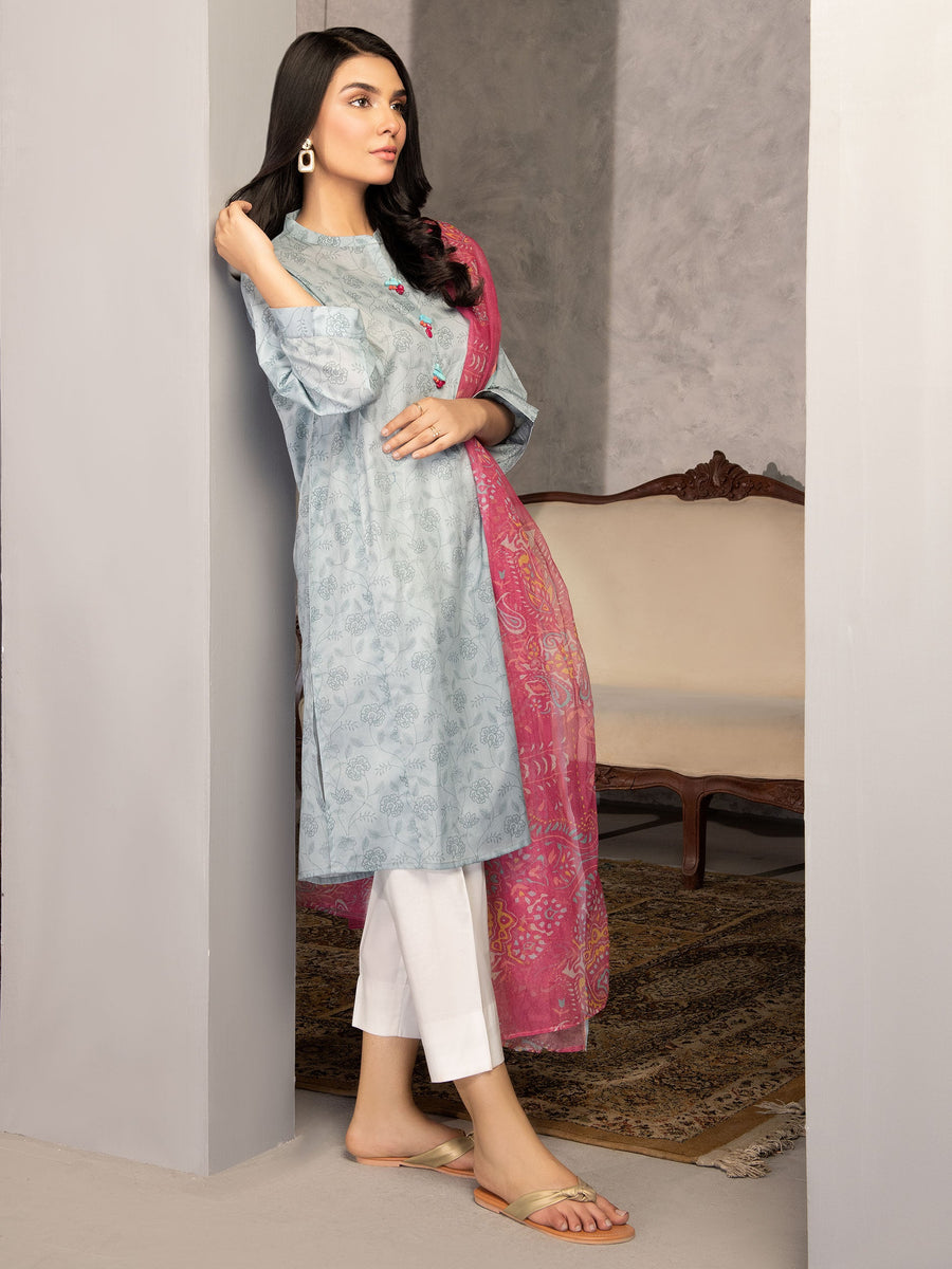 LimeLight Summer Unstitched Printed Lawn 2 Piece Suit U2389 Grey