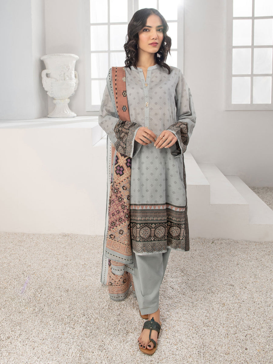 LimeLight Summer Unstitched Printed Lawn 3 Piece Suit U2395 Grey
