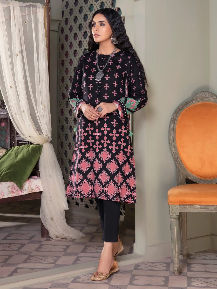 LimeLight Winter Unstitched Printed Khaddar 1Pc Shirt U2500 Black