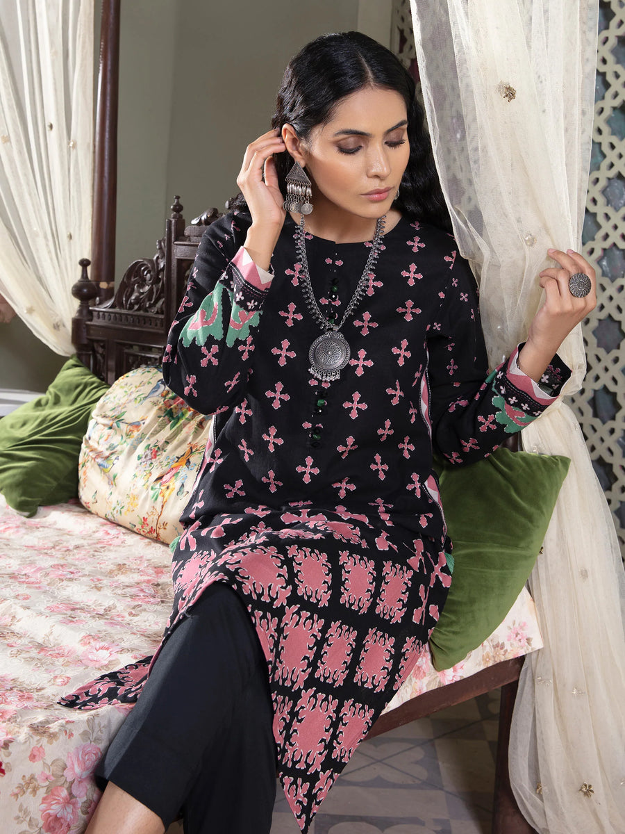 LimeLight Winter Unstitched Printed Khaddar 1Pc Shirt U2500 Black