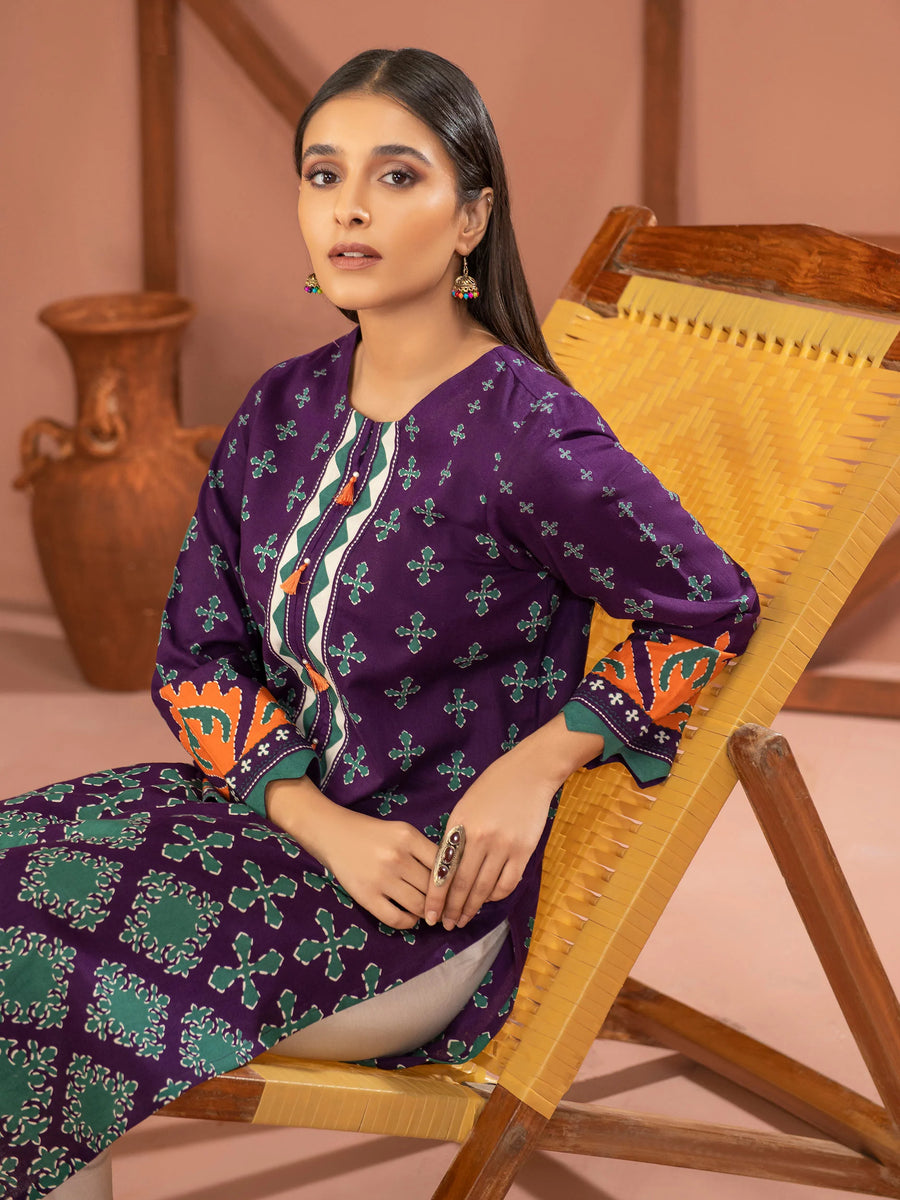LimeLight Winter Unstitched Printed Khaddar 1Pc Shirt U2500 Purple