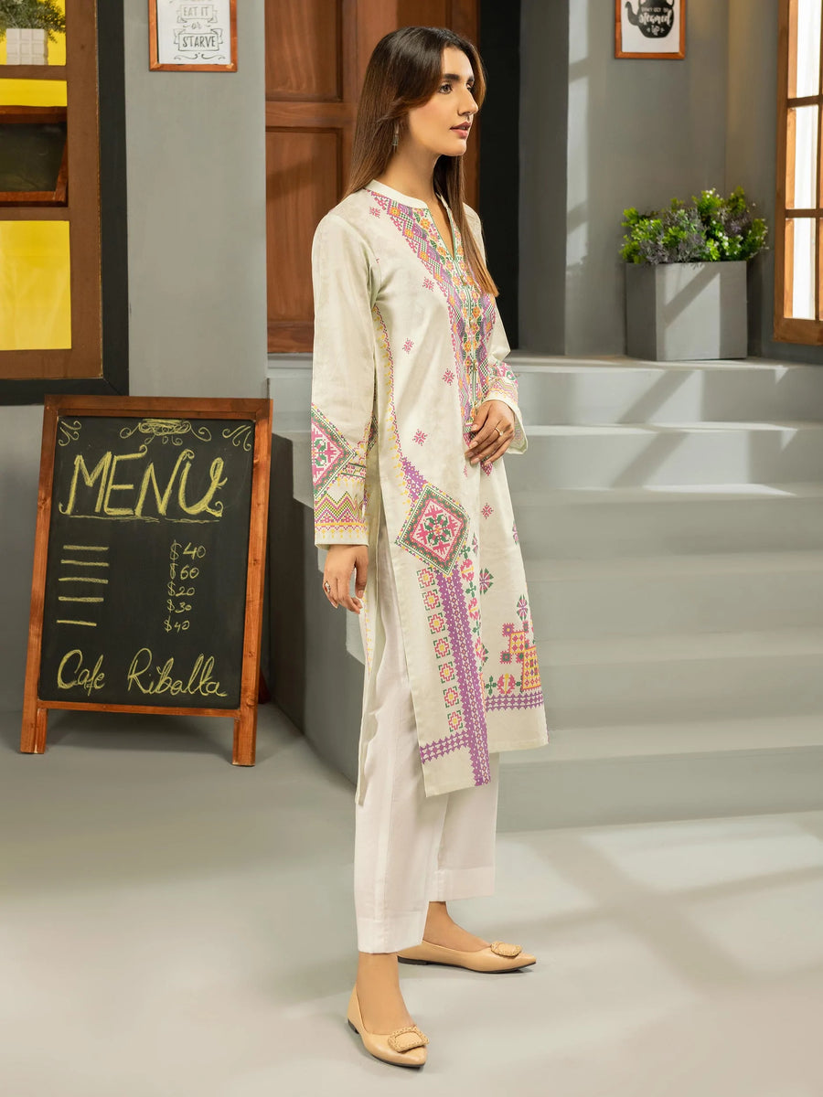LimeLight Winter Unstitched Printed Khaddar 1Pc Shirt U2512 White