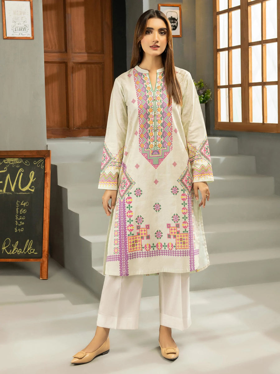 LimeLight Winter Unstitched Printed Khaddar 1Pc Shirt U2512 White