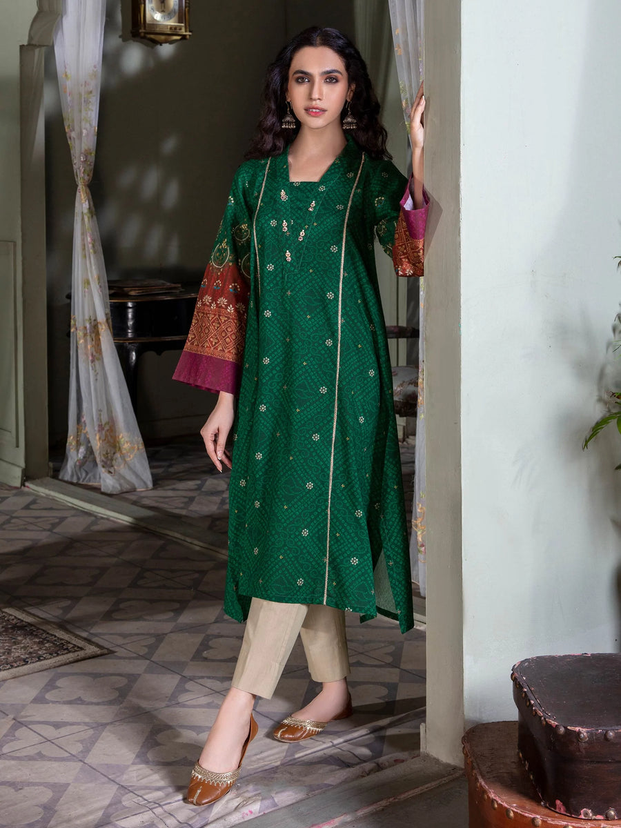 LimeLight Winter Unstitched Printed Khaddar 1Pc Shirt U2513 Green
