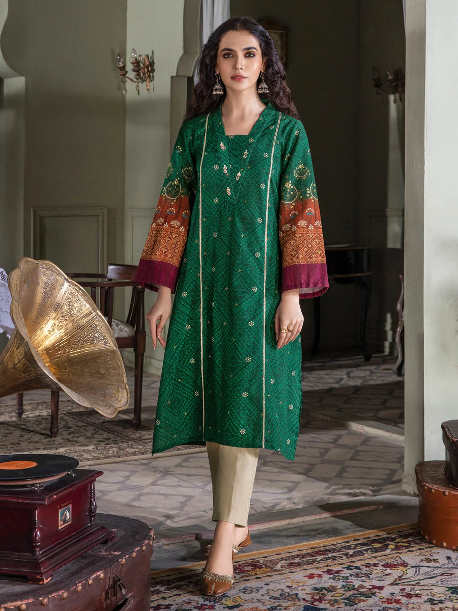 LimeLight Winter Unstitched Printed Khaddar 1Pc Shirt U2513 Green