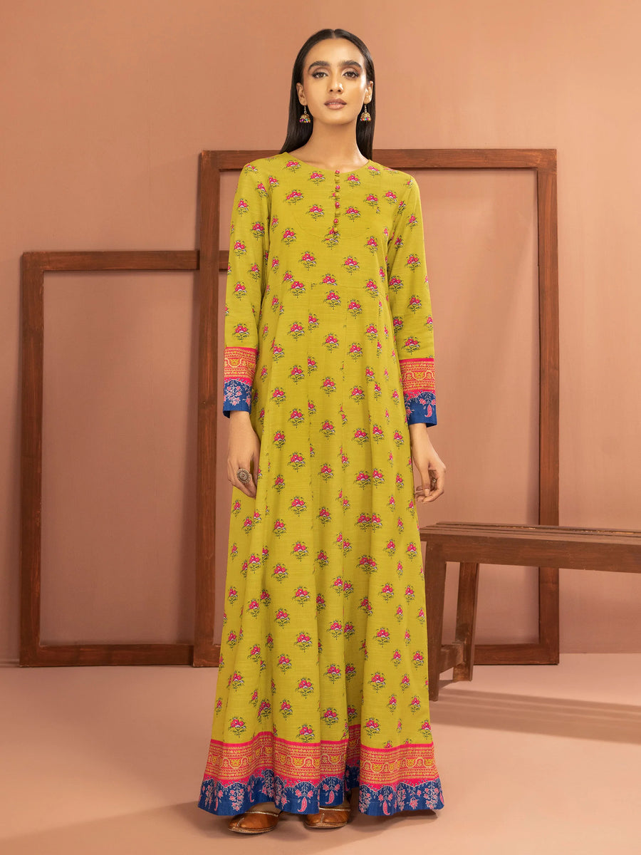 LimeLight Winter Unstitched Printed Khaddar 1Pc Shirt U2517 Olive Green