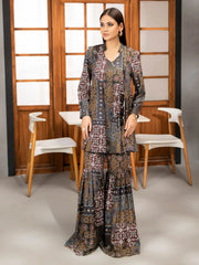 LimeLight Winter Unstitched Printed Linen 1Pc Shirt U2523 Black