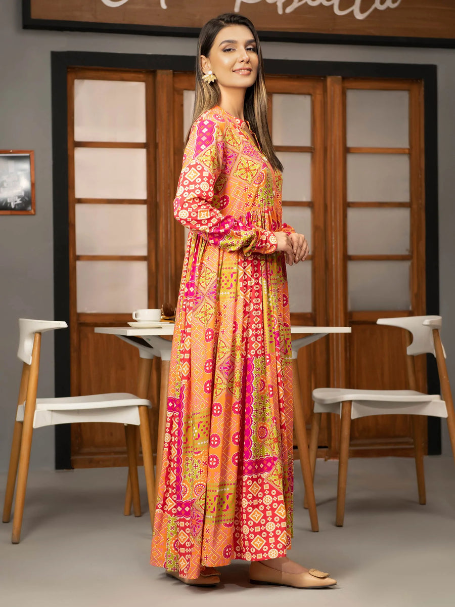 LimeLight Winter Unstitched Printed Linen 1Pc Shirt U2523 Orange