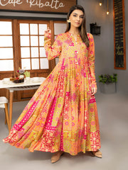 LimeLight Winter Unstitched Printed Linen 1Pc Shirt U2523 Orange