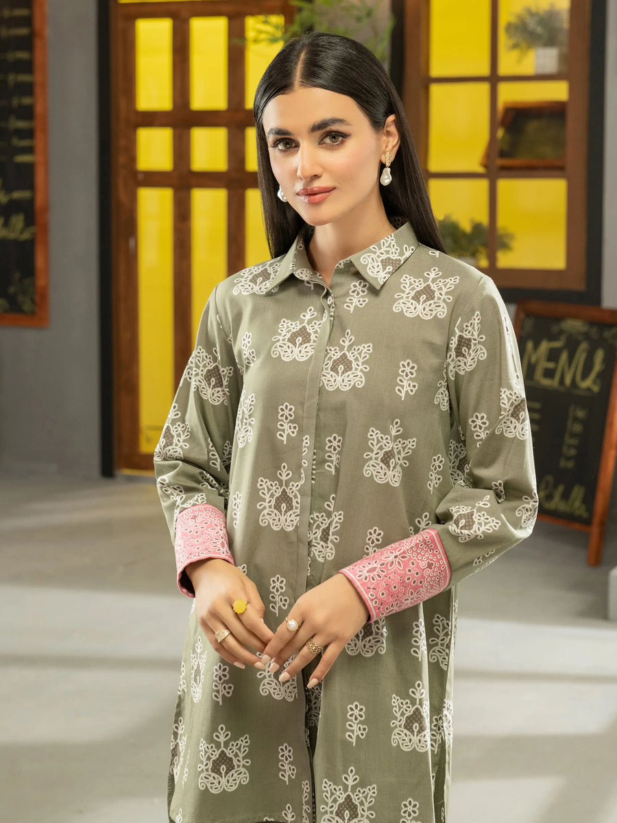 LimeLight Winter Unstitched Printed Cotton 1Pc Shirt U2529 Grey