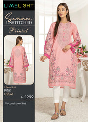 LimeLight Vol-02 Summer Unstitched Printed Lawn 1 Piece U2541 Pink