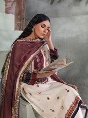 LimeLight Winter Unstitched Printed Khaddar 2Pc Suit U2554 Cream
